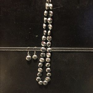 Grey pearl earrings and necklace set